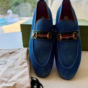 Gucci Men's Blue Denim Horsebit Loafers